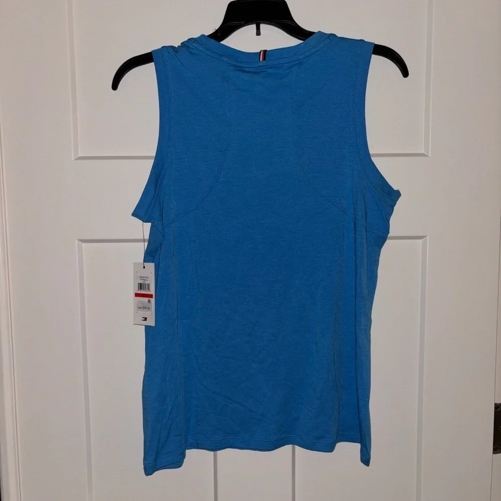 Tommy Hilfiger Women's Racerback Printed Chest Graphic Tank | Atlantic Blue